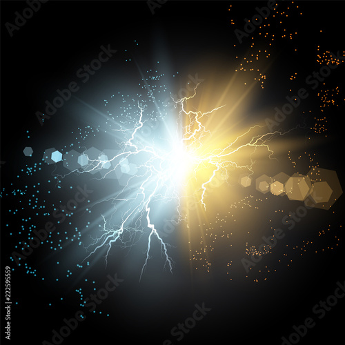 Vector illustration. Collision of two