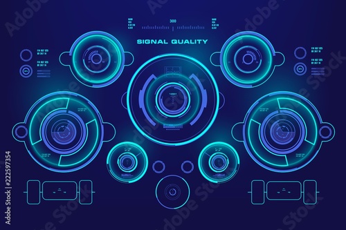 Futuristic blue virtual graphic touch user interface, target
