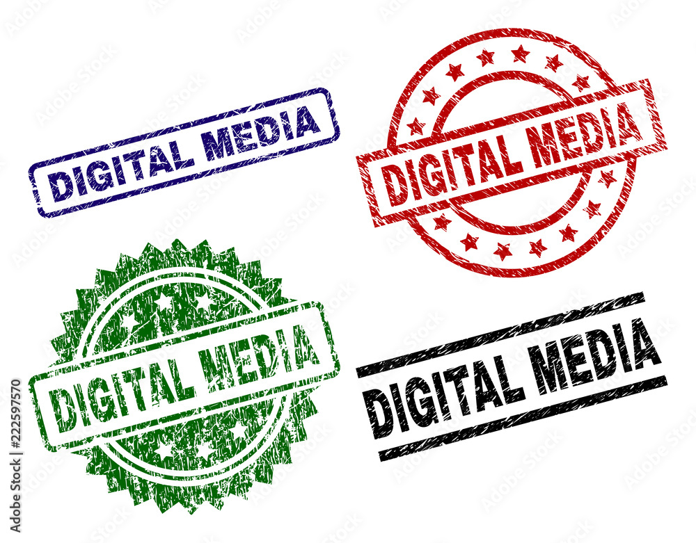DIGITAL MEDIA seal prints with corroded texture. Black, green,red,blue vector rubber prints of DIGITAL MEDIA tag with corroded texture. Rubber seals with circle, rectangle, medallion shapes. DIGITAL MEDIA seal prints with corroded texture. Black, green,red,blue vector rubber prints of DIGITAL MEDIA tag with corroded texture. Rubber seals with circle, rectangle, medallion shapes.