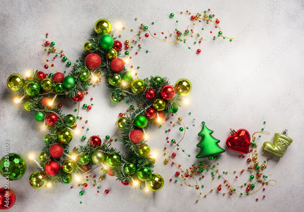 Christmas Star with baubles. Christmas Star with baubles.