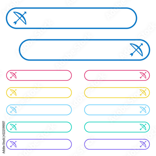 Bow with arrow icons in rounded color menu buttons