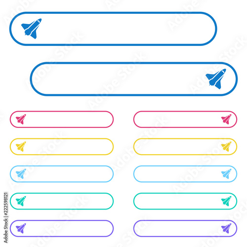 Space shuttle icons in rounded color menu buttons