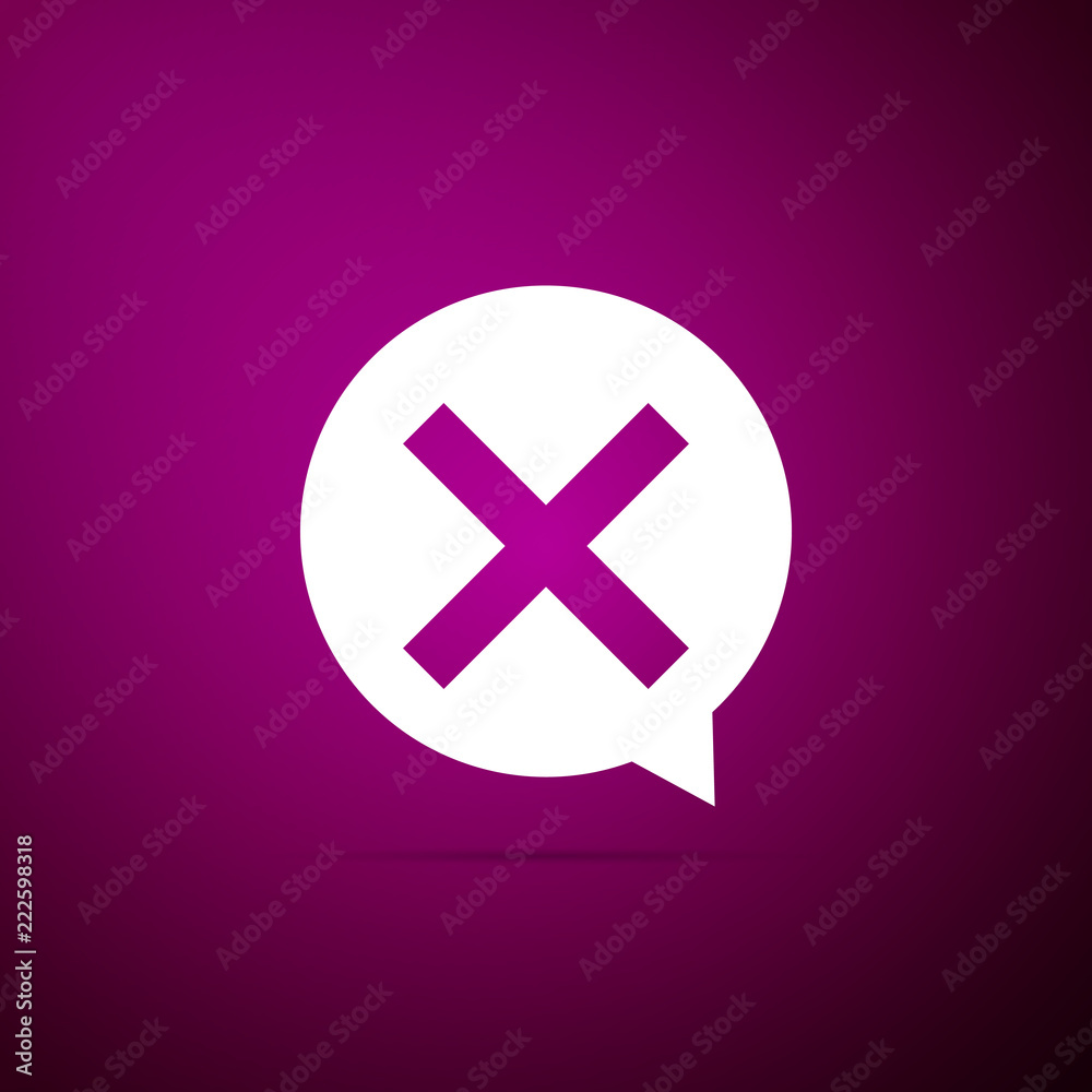 X Mark, Cross in circle icon isolated on purple background. Check cross mark icon. Flat design. Vector Illustration X Mark, Cross in circle icon isolated on purple background. Check cross mark icon. Flat design. Vector Illustration