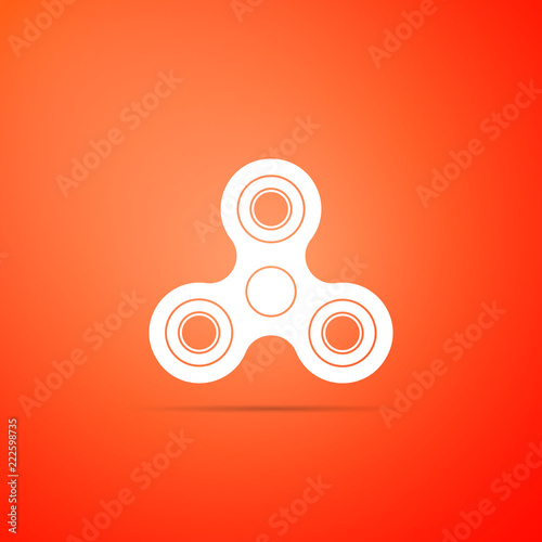 Fidget spinner icon isolated on orange background. Stress relieving toy. Trendy hand spinner. Flat design. Vector Illustration