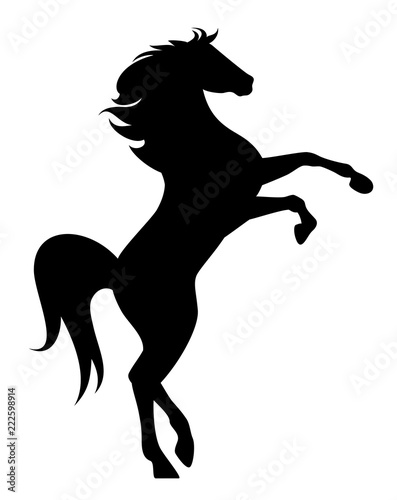 Fototapeta Naklejka Na Ścianę i Meble -  rearing up mustang - standing horse side view black vector silhouette design
