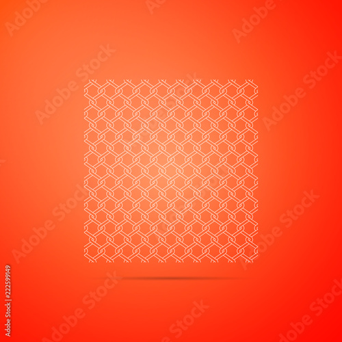 Chain Fence icon isolated on orange background. Metallic wire mesh pattern. Flat design. Vector Illustration