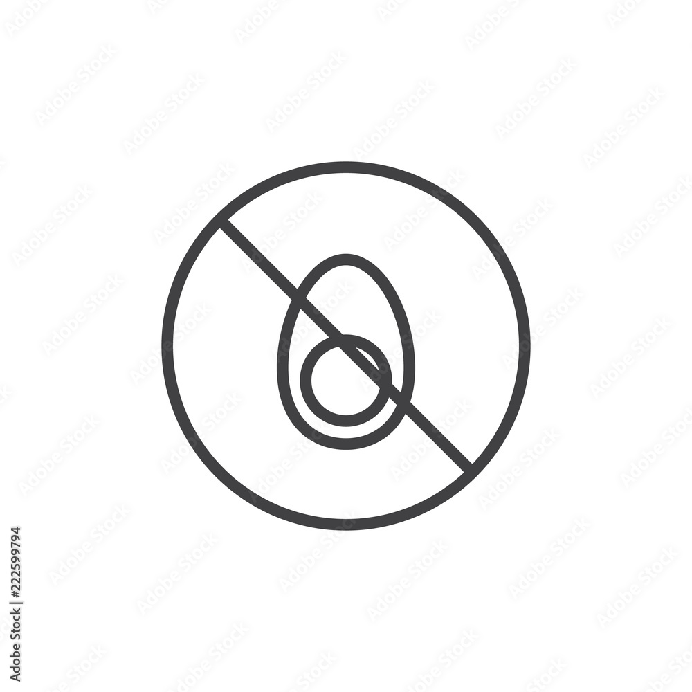 Egg free outline icon. linear style sign for mobile concept and web design. Allergic Free food simple line vector icon. Symbol, logo illustration. Pixel perfect vector graphics Egg free outline icon. linear style sign for mobile concept and web design. Allergic Free food simple line vector icon. Symbol, logo illustration. Pixel perfect vector graphics