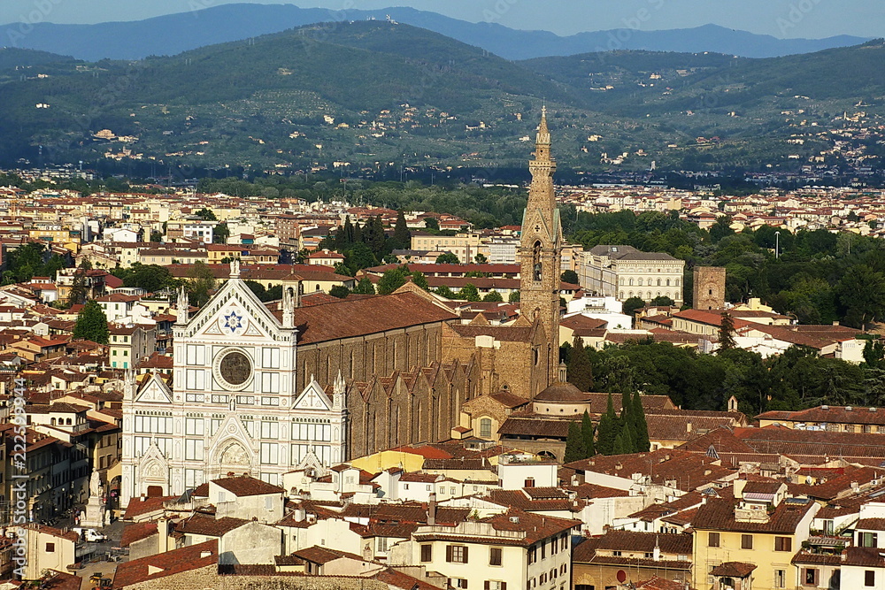 Aerial view of the church of Santa Croce, Florence, Italy