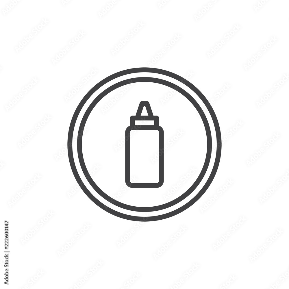 Mustard bottle in a circle outline icon. linear style sign for mobile concept and web design. simple line vector icon. Symbol, logo illustration. Pixel perfect vector graphics Mustard bottle in a circle outline icon. linear style sign for mobile concept and web design. simple line vector icon. Symbol, logo illustration. Pixel perfect vector graphics
