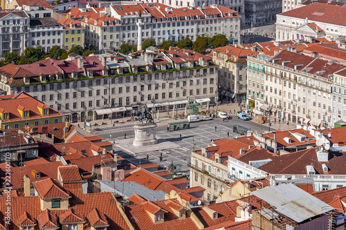Lisbon, Portugal. Figueira Square in the Baixa District of Lisbon seen from the Castelo de Sao Jorge aka Saint George Castle.