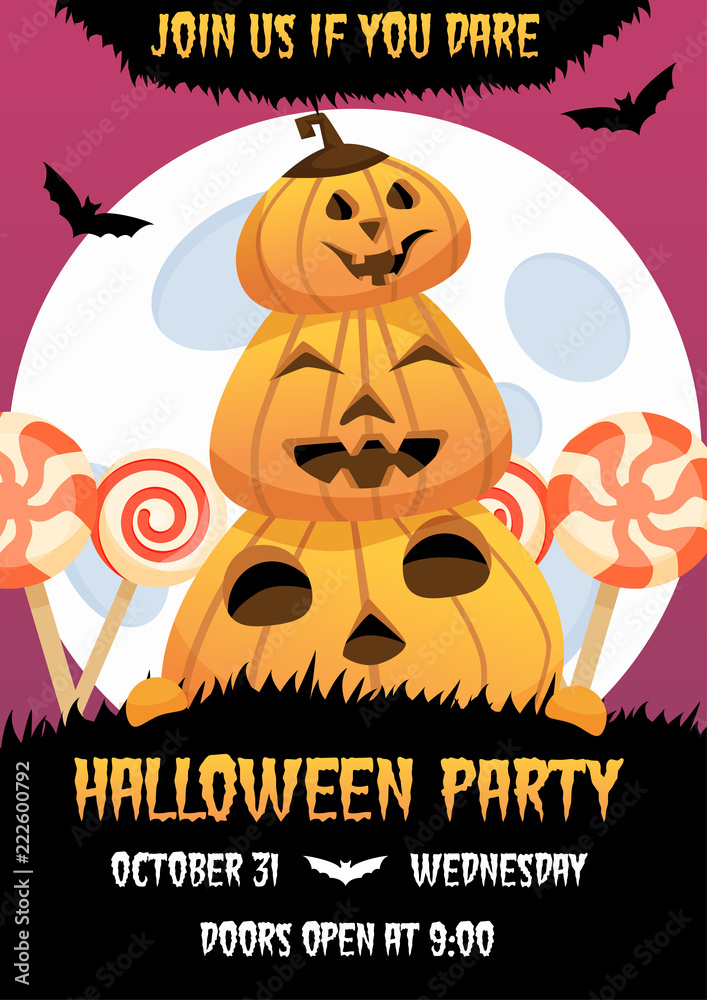Happy halloween invitation poster with 