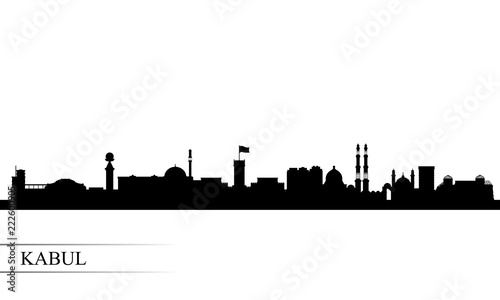 Kabul city skyline silhouette background