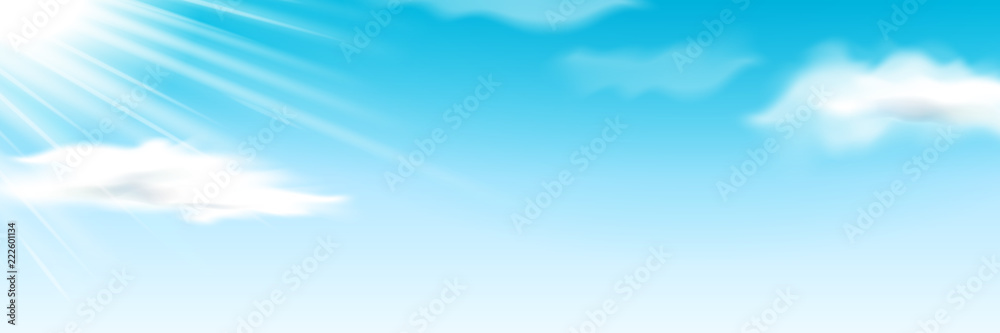 Obraz premium Fluffy clouds at blue sky with sunshine