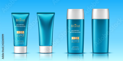 Realistic 3d tubes with sunscreen cream