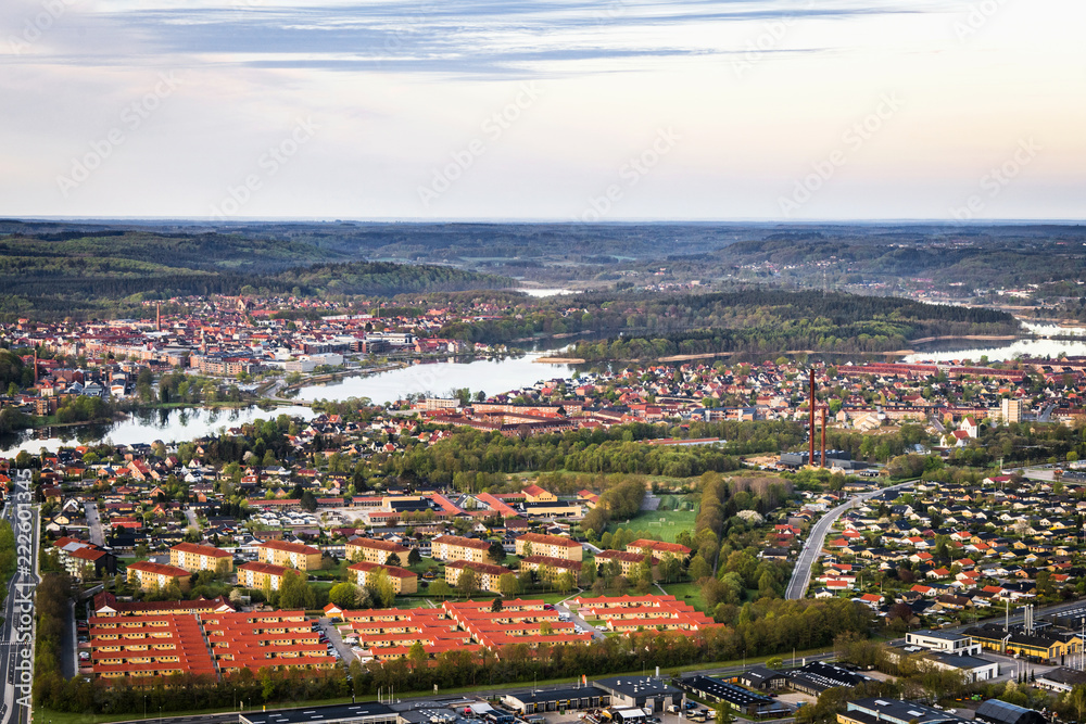 Silkeborg city in Denmark seen from above