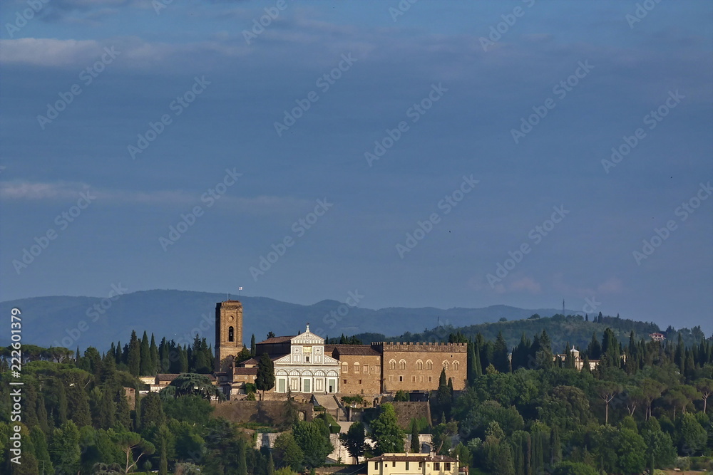Aerial view of San Miniato church, Florence Italy