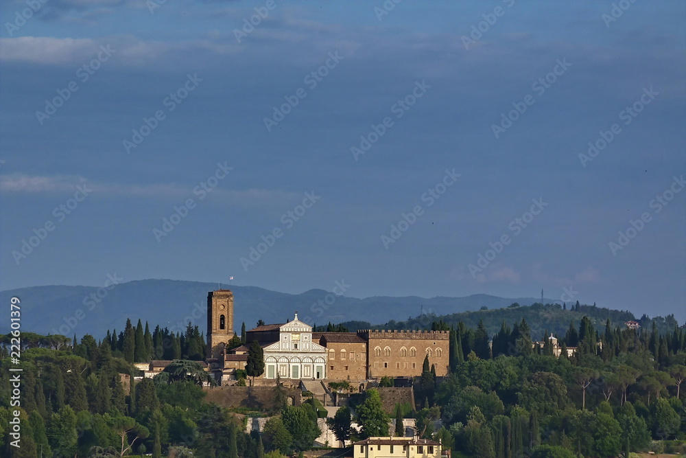 Naklejka premium Aerial view of San Miniato church, Florence Italy