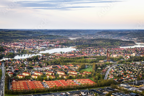 Silkeborg city in Denmark seen from above photo
