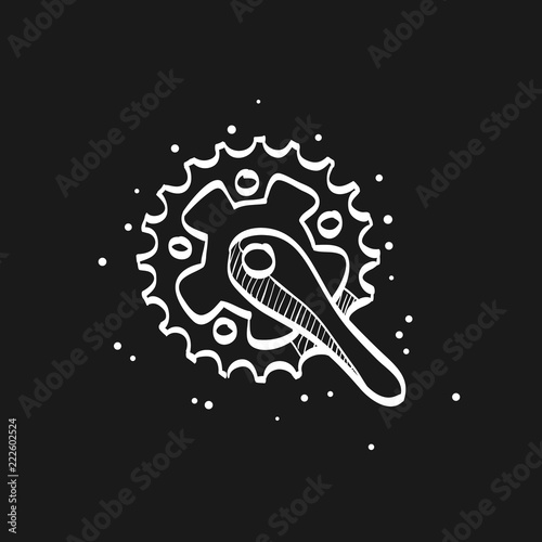 Sketch icon in black - Bicycle crank set