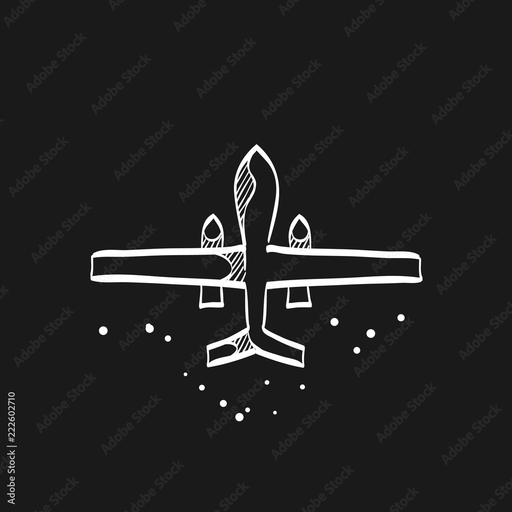 Sketch icon in black - Unmanned aerial vehicle Sketch icon in black - Unmanned aerial vehicle