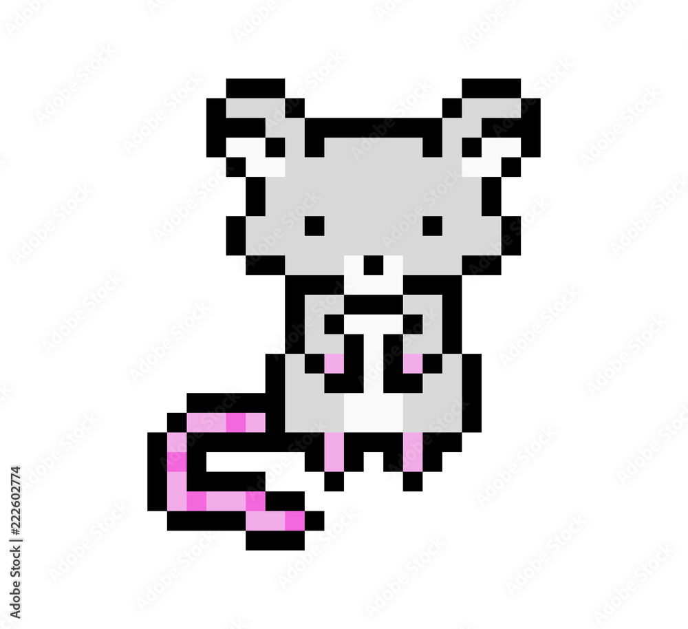 Pixel art mouse isolated on white background. Domesitc animal icon ...