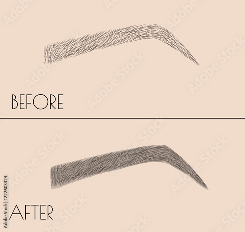 Permanent makeup . Correction of the shape and coloring of the eyebrows. Salon procedure. microblading