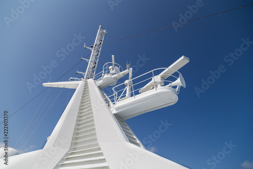 Closeup of cruise ship satelite radar antenna