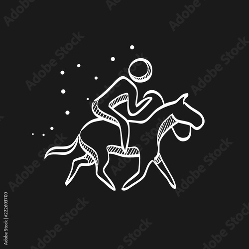 Sketch icon in black - Horse riding