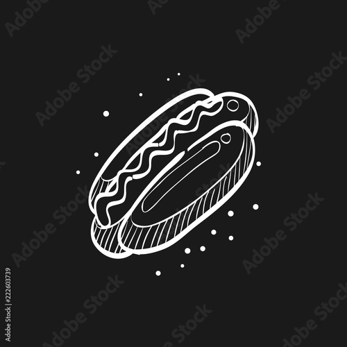 Sketch icon in black - Hot dog © puruan