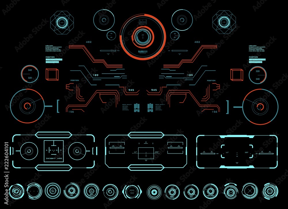 HUD Set elements target. Futuristic virtual graphic touch user interface, target