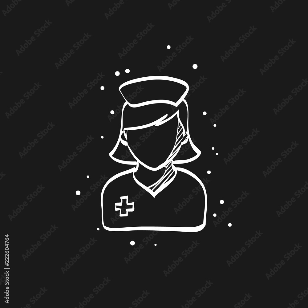 Sketch icon in black - Nurse Sketch icon in black - Nurse