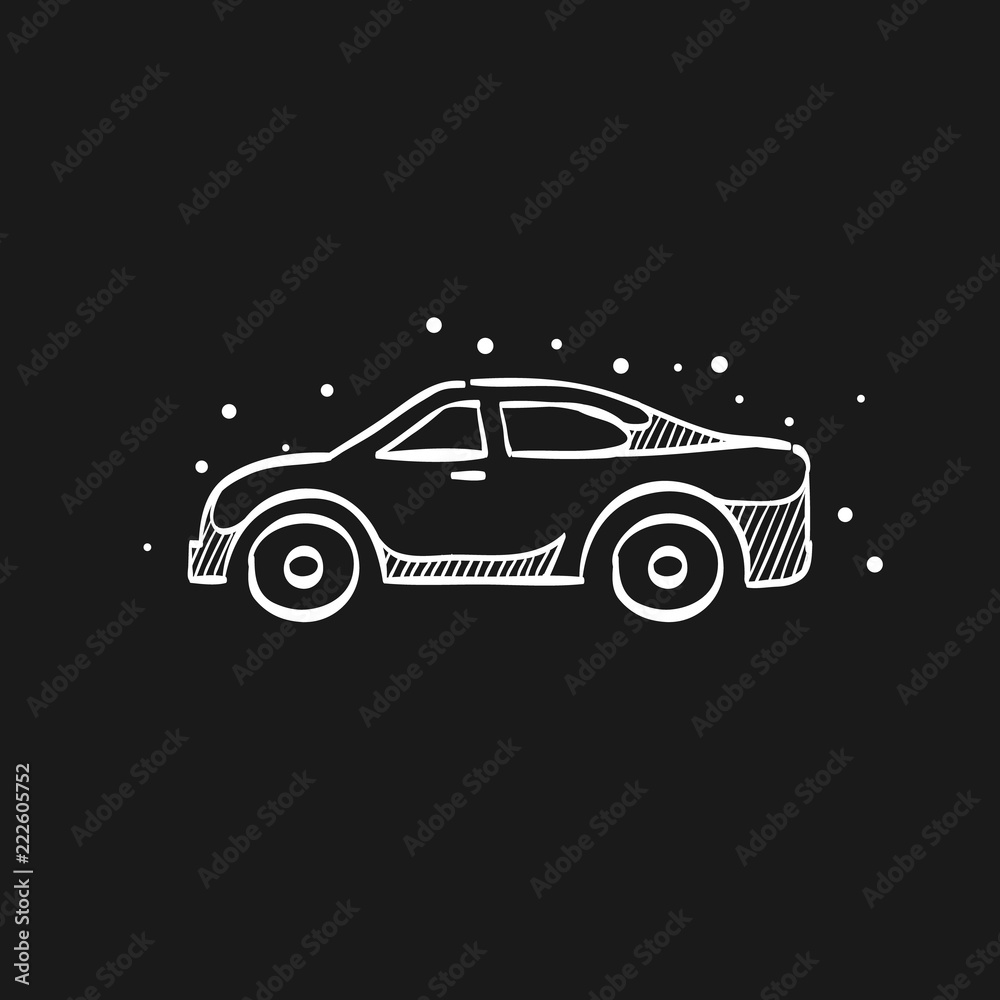 Sketch icon in black - Car sedan