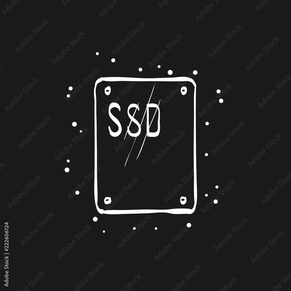 Sketch icon in black - Solid state drive Sketch icon in black - Solid state drive