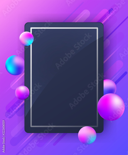 Abstract violet background with falling balls.