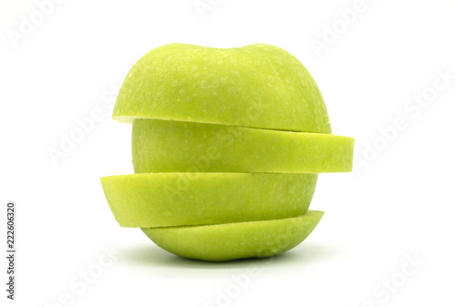 Closeup fresh green apple isolated on white background of file with Clipping Path .