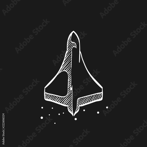 Sketch icon in black - Supersonic airplane