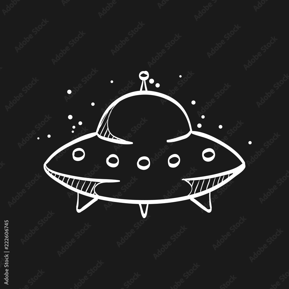 Sketch icon in black - Flying saucer