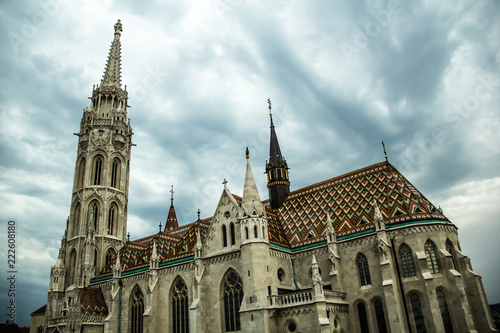 Saint Matthias Church at Budapest in a cloudy day