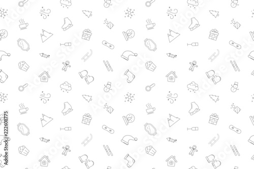 Winter background from line icon. Linear vector pattern. Vector illustration