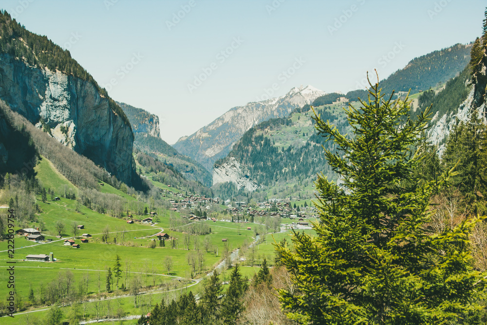 View of the alps at Lauterbrunnen Switzerland