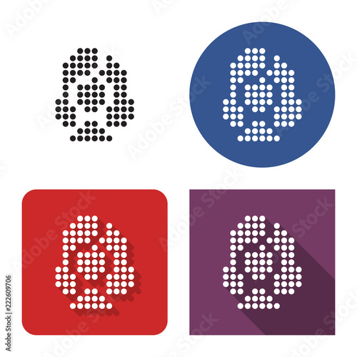 Dotted icon of  female user picture in four variants. With short and long shadow