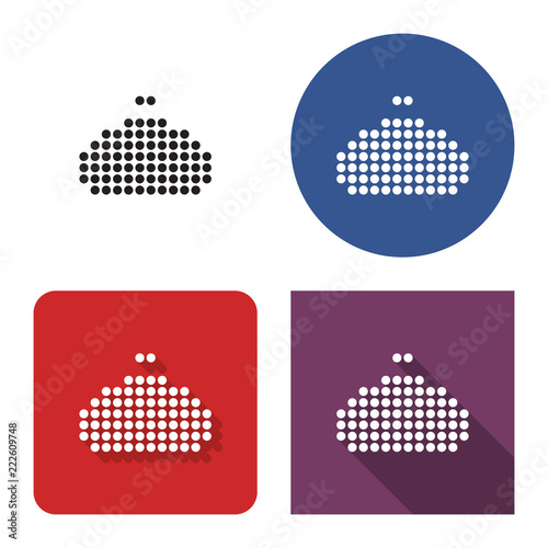 Dotted icon of  purse in four variants. With short and long shadow