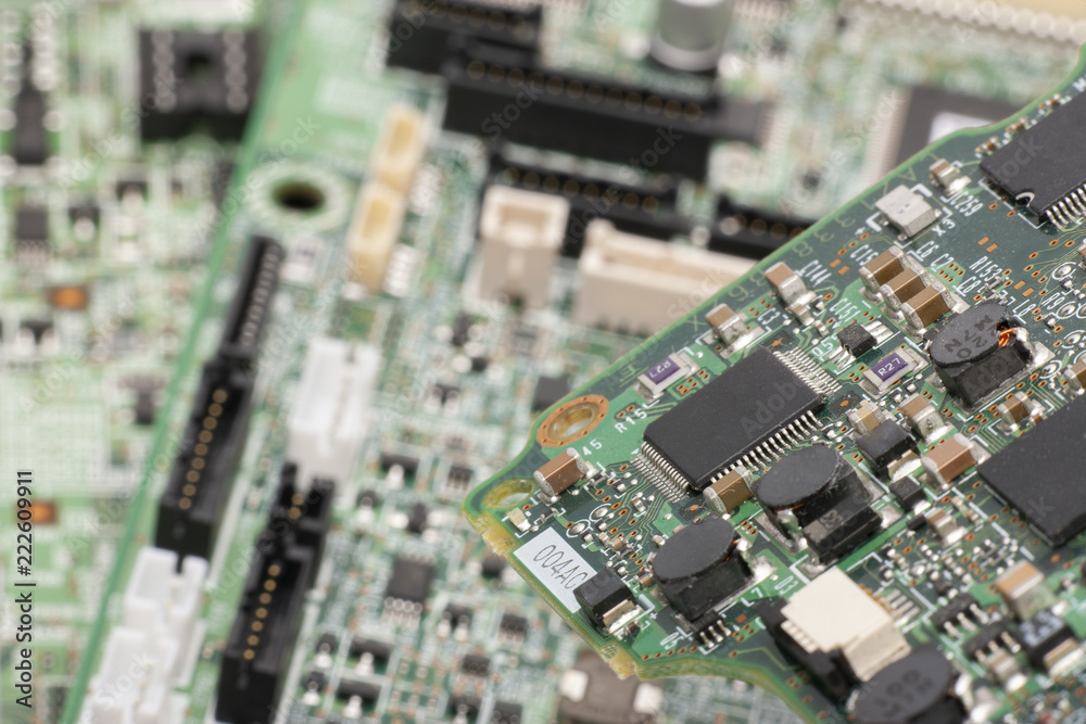 Electronic elements installed on the board Concept of repairing laptop computers Electronic elements installed on the board Concept of repairing laptop computers