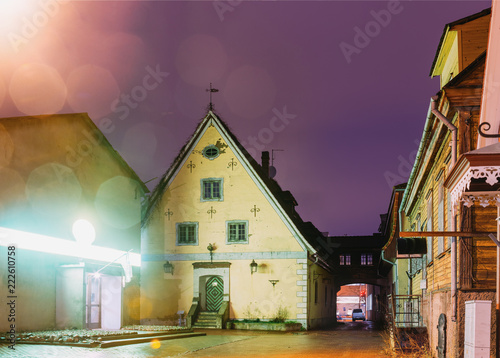 Parnu  Estonia. Night Evening View Of Oldest Building In Parnu A