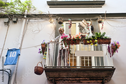 folk balcony in the historic center of Naples. photo