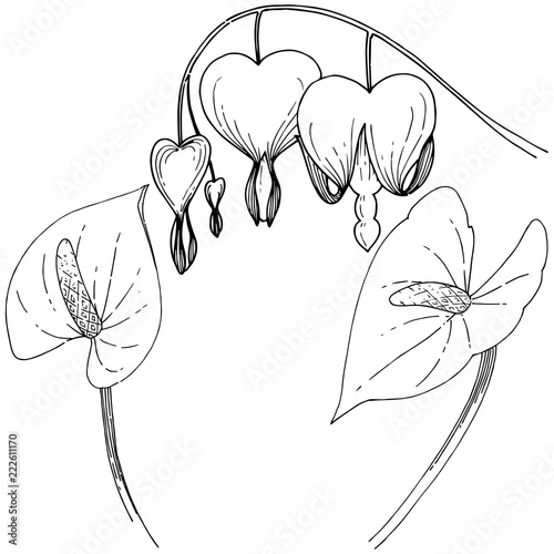 Tropical flower in a vector style. Isolated illustration element. Vector flower for background, texture, wrapper pattern, frame or border.