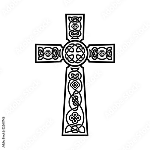 Celtic cross ornament on white background