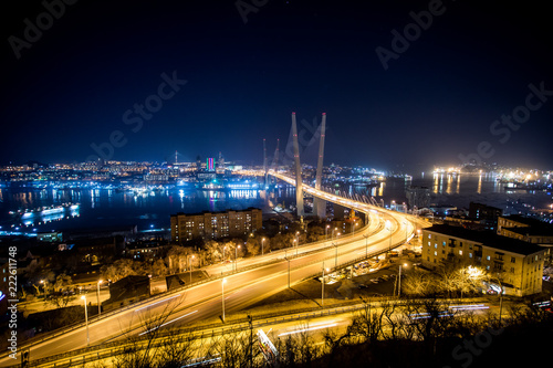 traffic in the Vladivostok city at night
