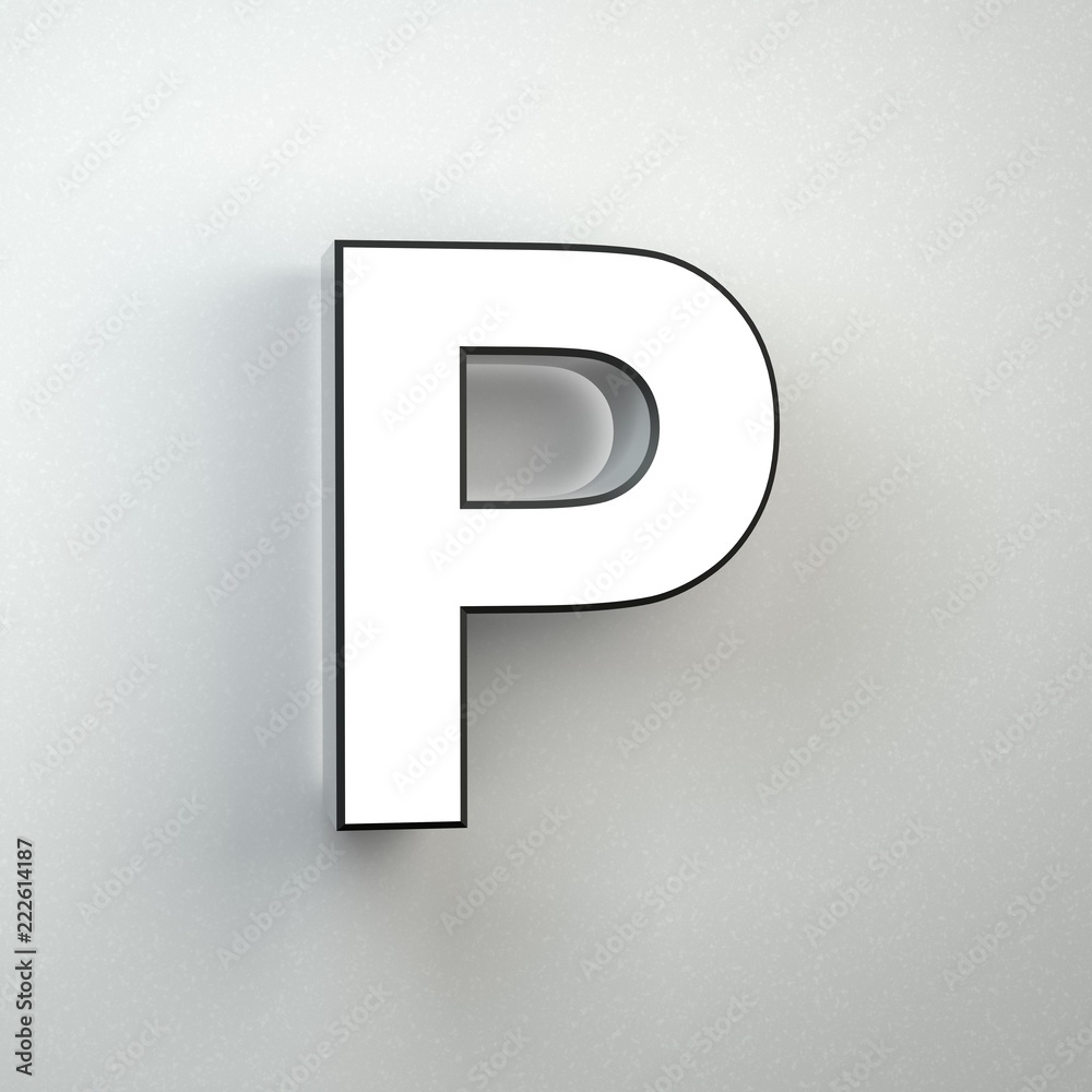 Wall sign letter P uppercase neon font isolated on white wall. Wall sign letter P uppercase neon font isolated on white wall.