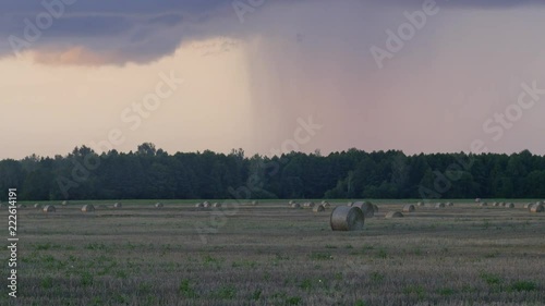 The rain is running near the horizon line